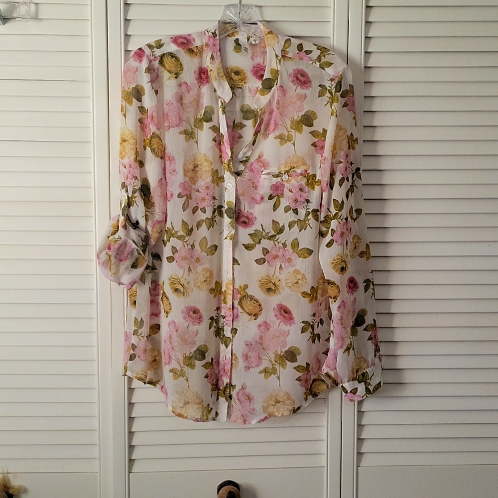 Kut from the Kloth Floral Blouse - Pink and Yellow